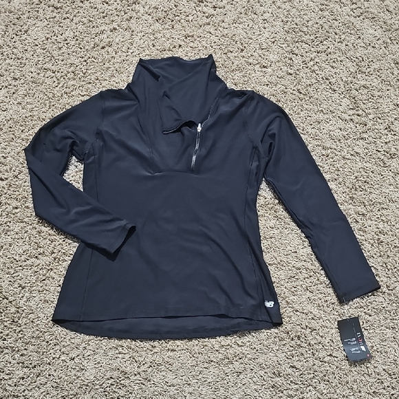 New Balance Jackets & Blazers - NWT New Balance NB Heat Anticipate Asymmetrical Pullover Large Black Quarter Zip